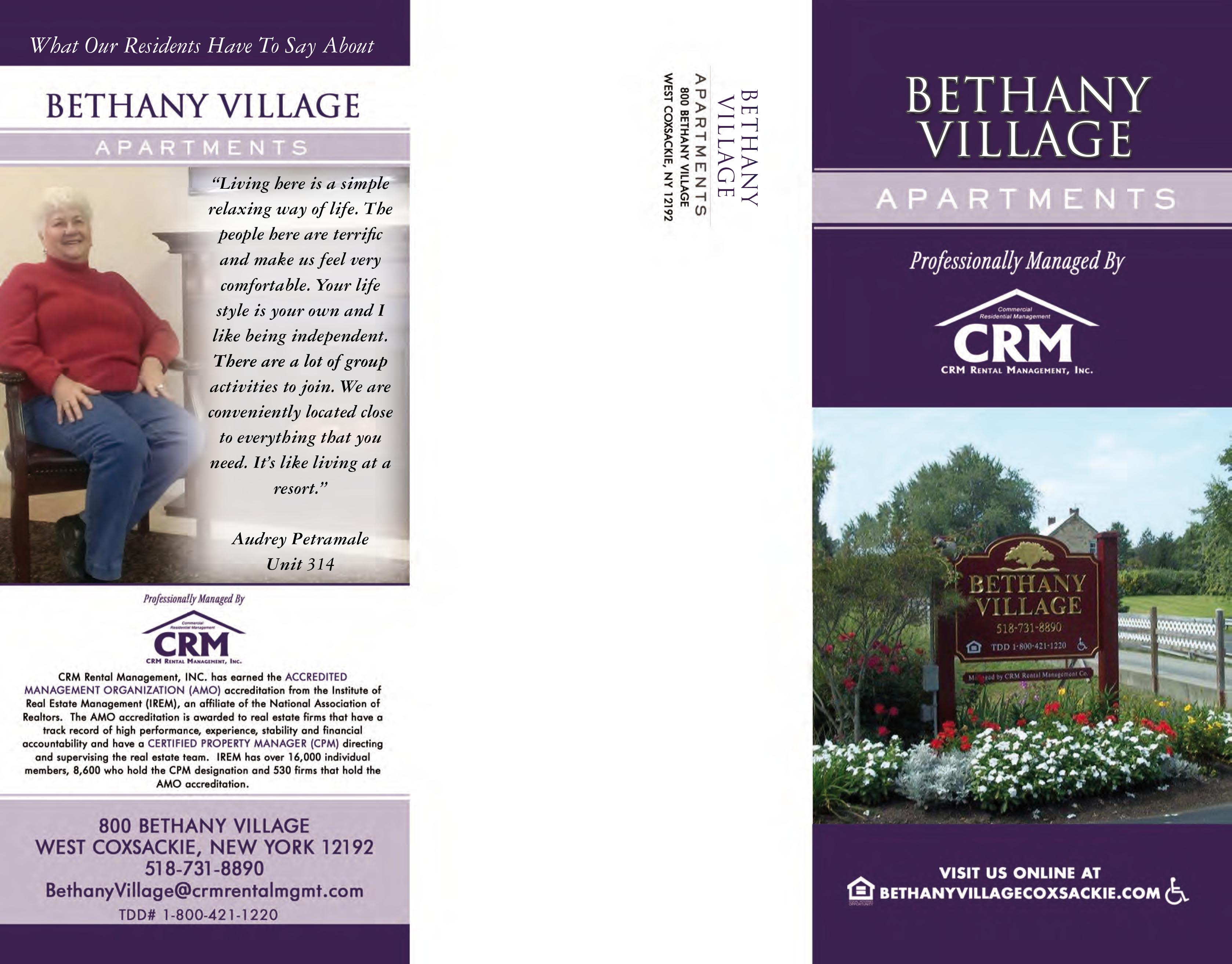 Bethany Village Brochure Page 1 of 2