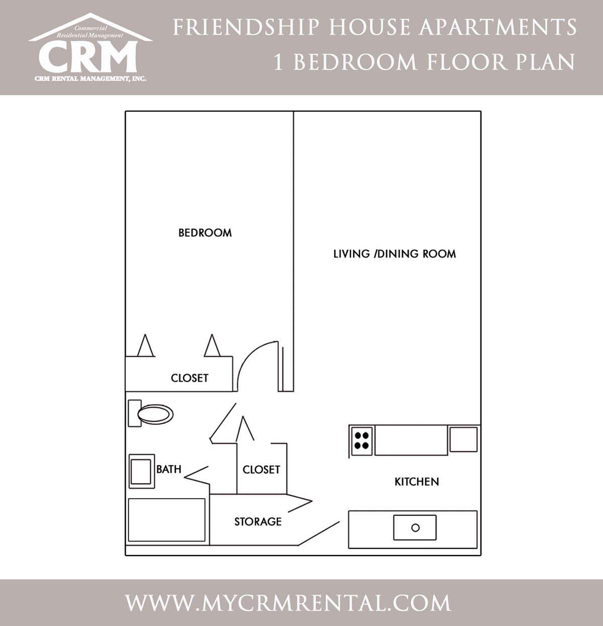 Friendship House 1 Bedroom Floor Plan