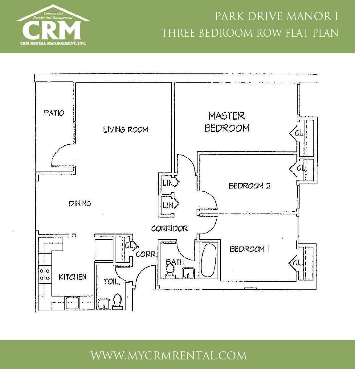 Three Bedroom Row Flat Floor Plan