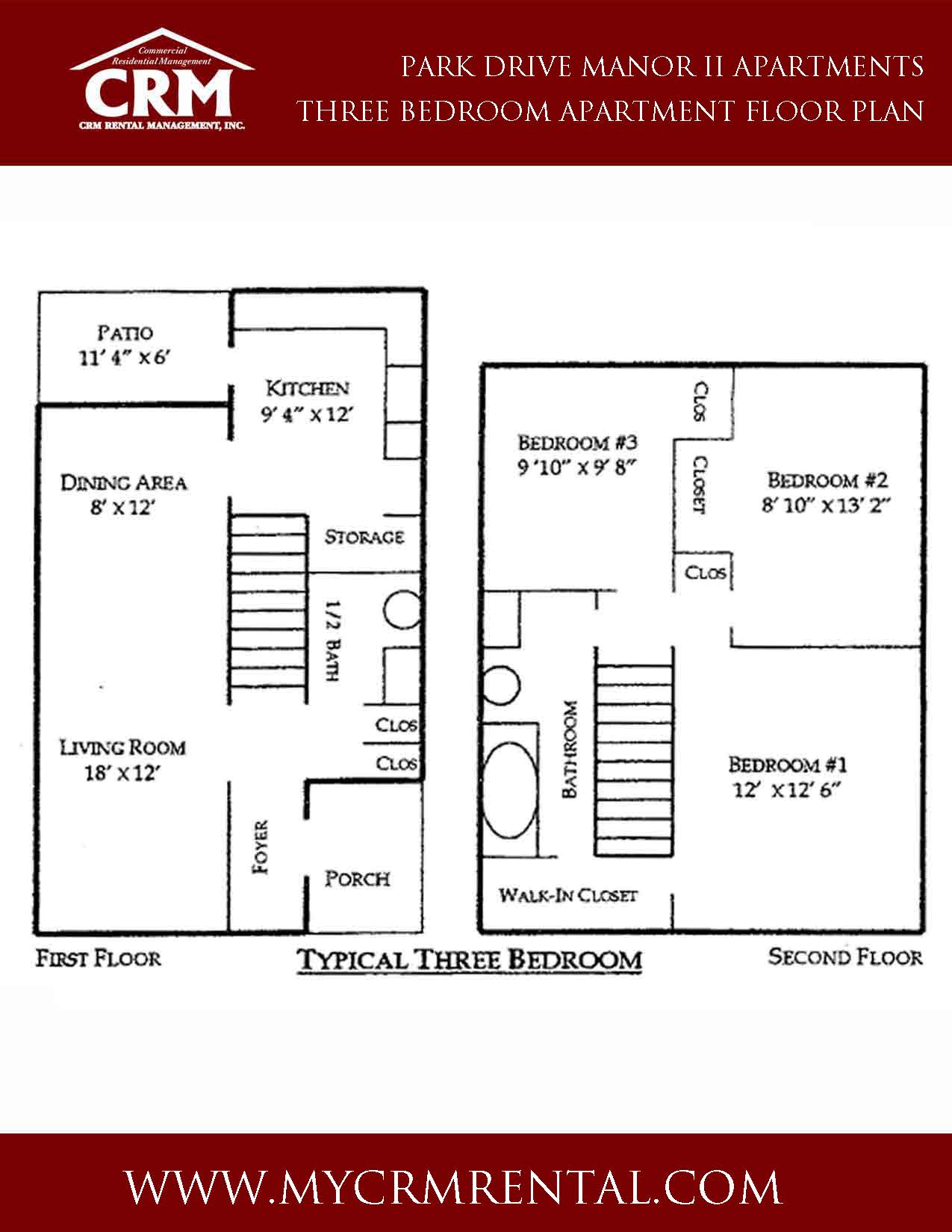 Three Bedroom Apartment Floor Plan
